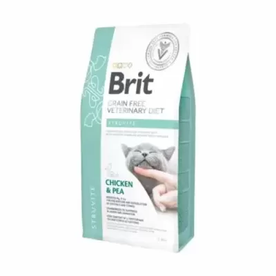 Saco de alimento para gato Brit com design branco e verde-água