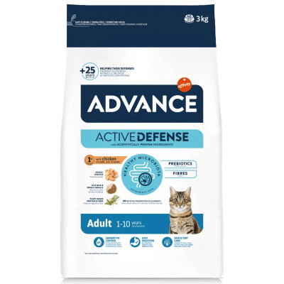 Pacote de ração para gato ADvance Active Defense 3 kg sabor frango