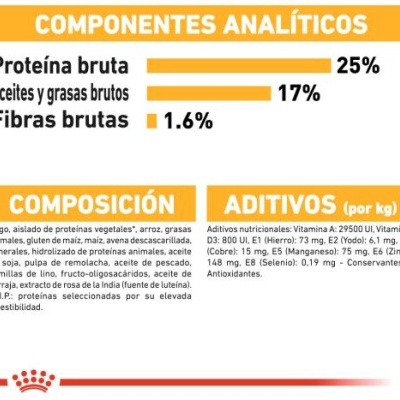 Tabela nutricional e lista de composição e aditivos em espanhol