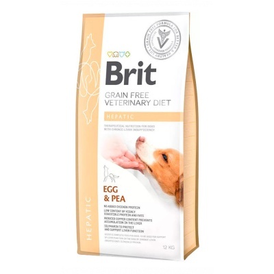Saco de ração Brit Veterinary Diet Grain Free Hepatic Egg & Pea 12 kg