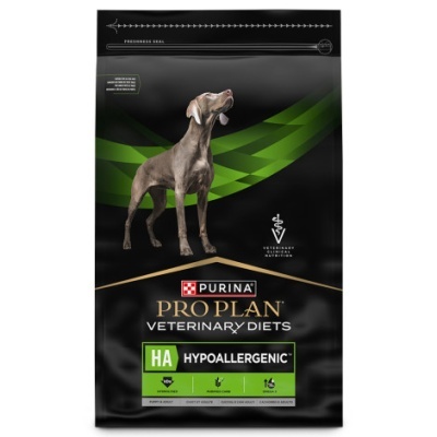 Saco preto e verde de comida para cães Purina Pro Plan Hypoallergenic Veterinary Diets