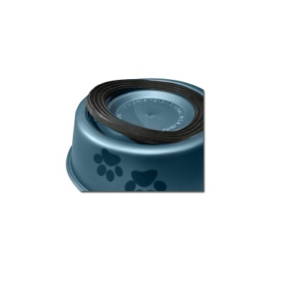 Tigela para animais azul com patas pretas e base antiderrapante