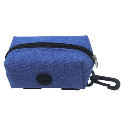 Estojo azul com fecho preto e pegador