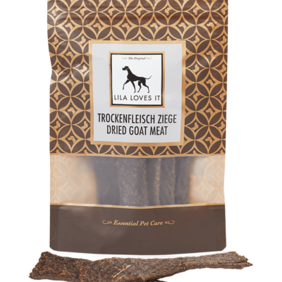Pacote de petisco para cães de carne seca de cabra da marca LILA LOVES IT