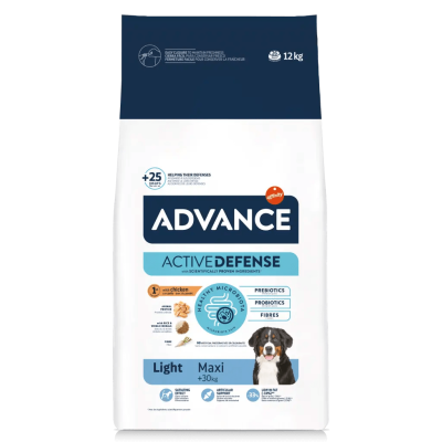 Saco de comida para cães Advance Active Defense Light Maxi +30kg com 12 kg