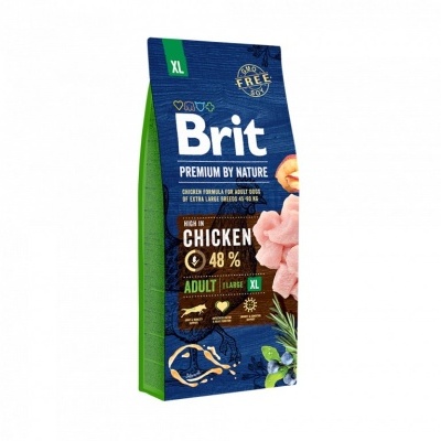 Embalagem de ração para cães Brit Premium by Nature sabor frango com 48% de proteína