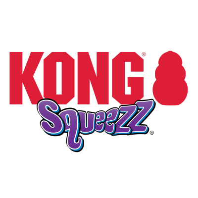 Logotipo KONG SqueeZZ colorido sobre fundo preto