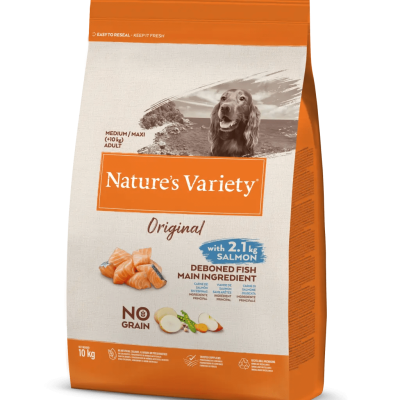 Saco de comida para cães Nature's Variety Original com salmão e sem cereais