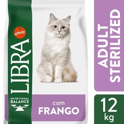 Embalagem de ração para gatos adulta esterilizados com frango 12 kg