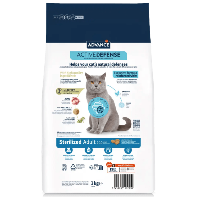 Saco de ração Advance Active Defense para gatos adultos sterilizados