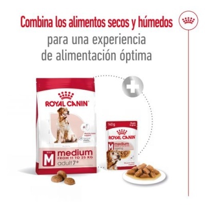 Embalagem de ração Royal Canin para cães medium adulto com ração seca e húmida
