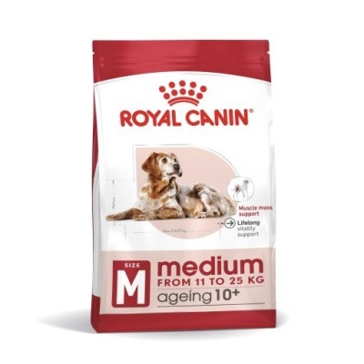 Pacote de ração Royal Canin para cães médios com idade superior a 10 anos