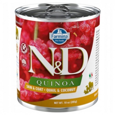 Lata de comida para animais Farmina N&D Quinoa Skin & Coat Quail & Coconut