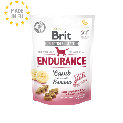 Embalagem de snacks para cães Brit Functional Snack Endurance sabor cordeiro com banana