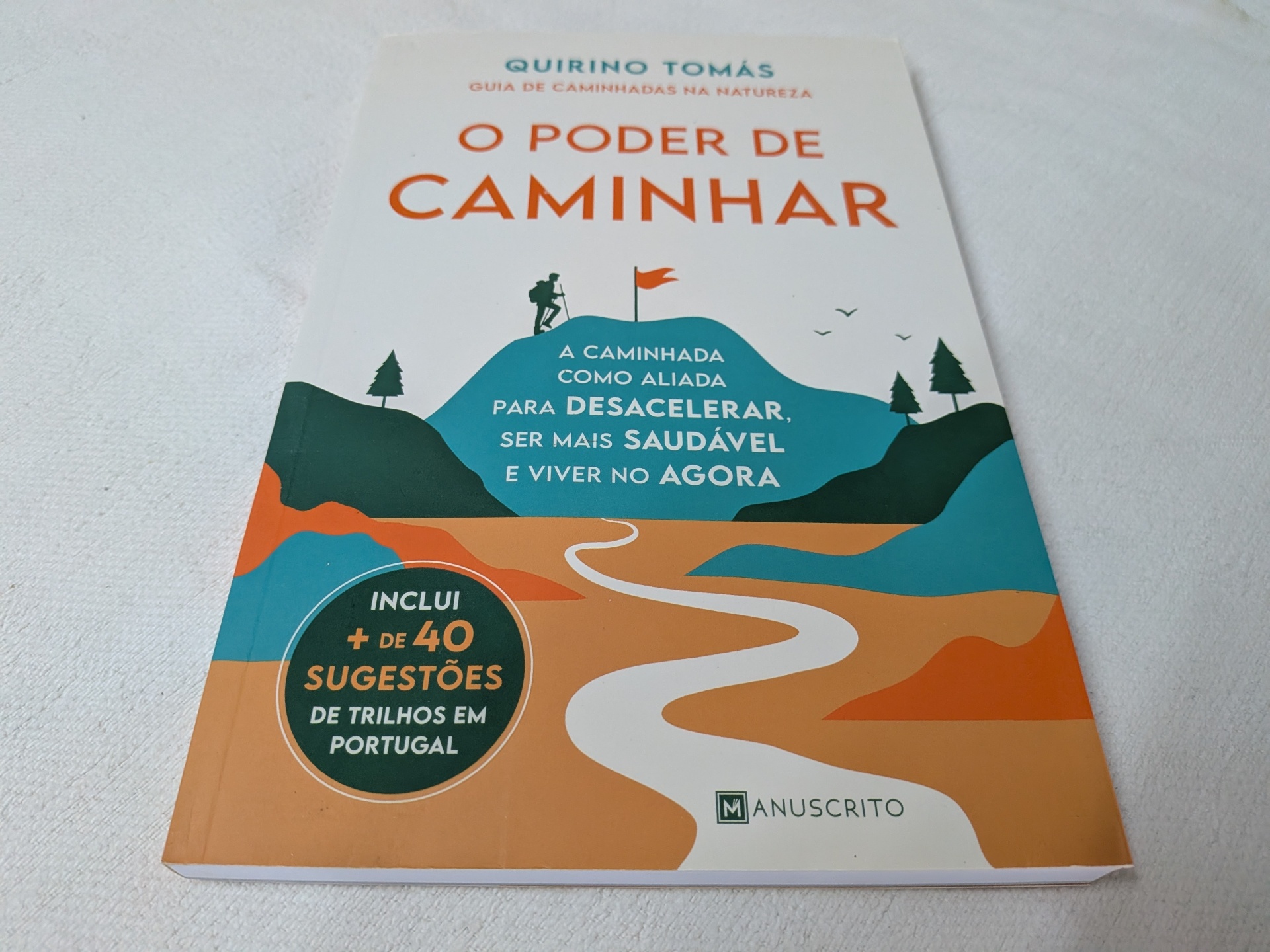 Quirino Tomás - O Poder de Caminhar (defeito na capa) Capa do livro O Poder de Caminhar com ilustração de trilha entre colinas
