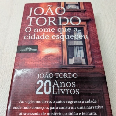 Capa de livro com texto e imagem de parede de tijolos vermelhos e janelas