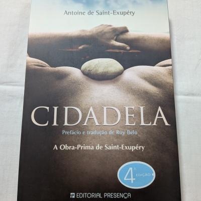 Capa do livro CIDADELA de Antoine de Saint-Exupéry com imagem de costas musculadas