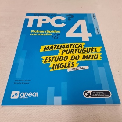 Capa azul de livro escolar com texto branco e amarelo