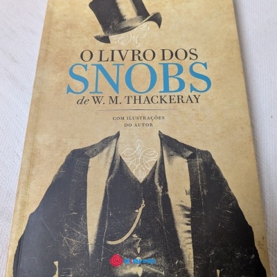 Capa de livro O Livro dos Snobs de W. M. Thackeray com ilustração vintage