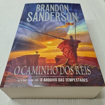 Capa de livro com ilustração e texto O CAMINHO DOS REIS de Brandon Sanderson