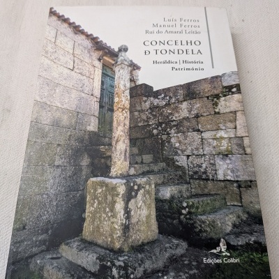 Capa do livro Concelho de Tondela com imagem de construção em pedra e pilastra