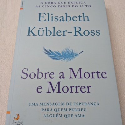 Capa de livro azul claro com texto e imagem de pena azul