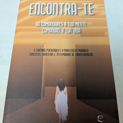 Capa de livro com desenho de mulher de costas e texto em tons de laranja e castanho.