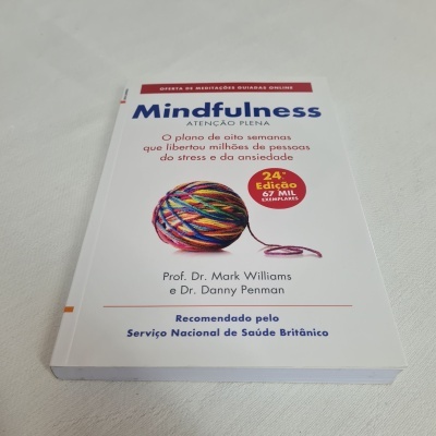 Capa do livro Mindfulness Atenção Plena com novelo colorido de lã