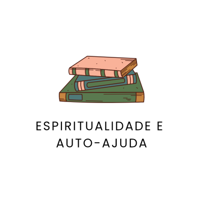 Três livros empilhados com capas verdes e salmão e texto ESPIRITUALIDADE E AUTO-AJUDA