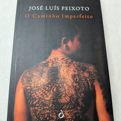 Capa do livro O Caminho Imperfeito de José Luís Peixoto com imagem de tatuagem nas costas de uma pessoa.
