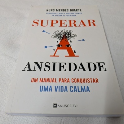 Capa do livro Superar A Ansiedade com texto e ilustração em fundo branco