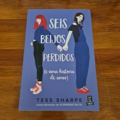 Capa de livro azul com ilustração de duas mulheres e texto do título e autora.