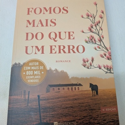 Capa de livro FOMOS MAIS DO QUE UM ERRO com ilustração e selo dourado