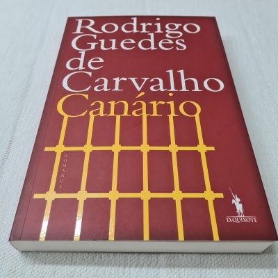Capa de livro vermelho com texto branco e amarelo e padrão gráfico amarelo