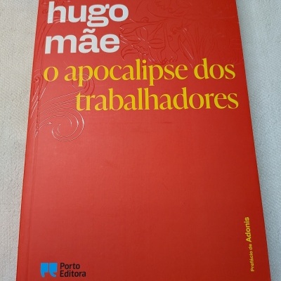 Capa de livro vermelha com texto branco e amarelo e relevo floral.