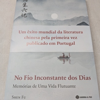 Capa do livro No Fio Inconstante dos Dias com ilustração de barco e montanhas
