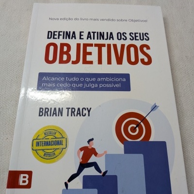 Capa de livro branco com título em destaque e ilustração de homem a subir blocos e alvo com flecha