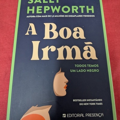 Livro A Boa Irmã de Sally Hepworth com capa azul escura e borda verde