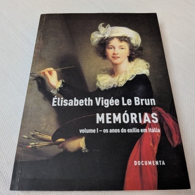 Capa de livro Memórias de Élisabeth Vigée Le Brun com pintura de mulher pintora
