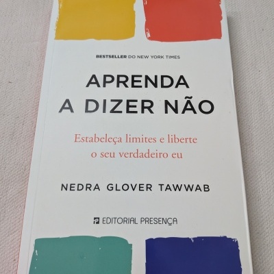 Capa de livro com título APRENDA A DIZER NÃO, cores amarela, vermelha, verde e azul, texto e autor visíveis