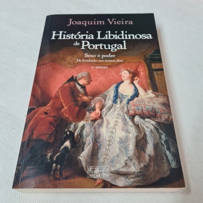 Livro História Libidinosa de Portugal de Joaquim Vieira com capa ilustrada por pintura clássica.