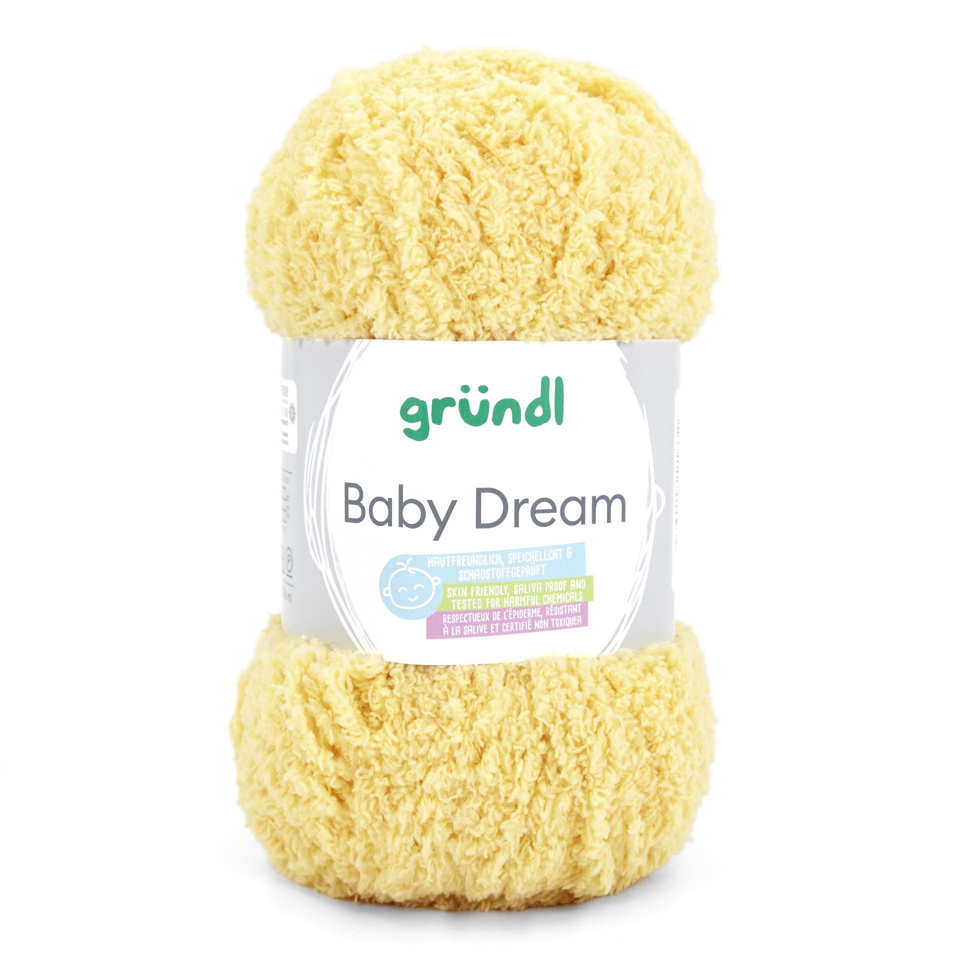 Novelo de lã amarelo claro felpuda marca gründl Baby Dream