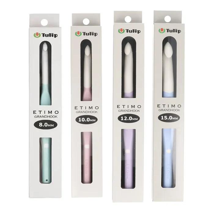 Conjunto de quatro agulhas de tricô Tulip ETIMO GRANDHOOK em caixas brancas