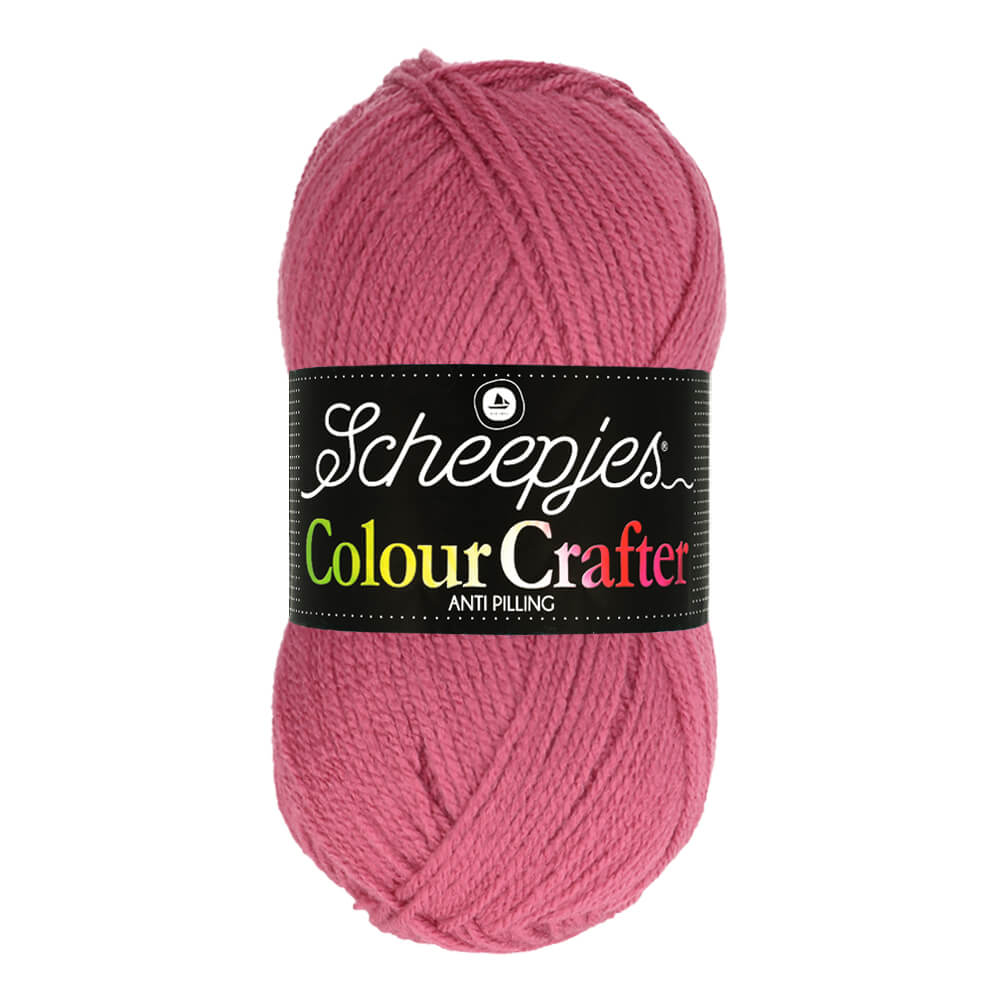 Novelo de lã rosa Scheepjes Colour Crafter com etiqueta preta
