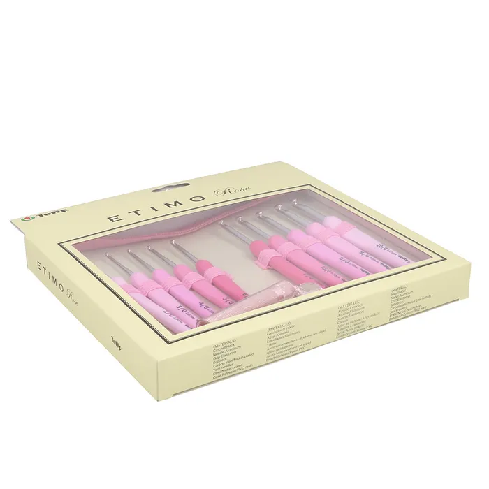 Conjunto de agulhas de crochet ETIMO Classic em caixa creme com tampa transparente