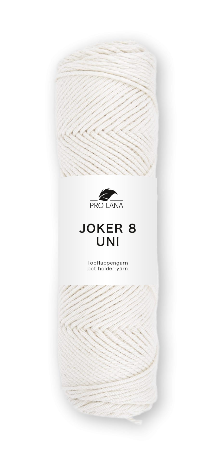 Rolo de fio branco com etiqueta PRO LANA