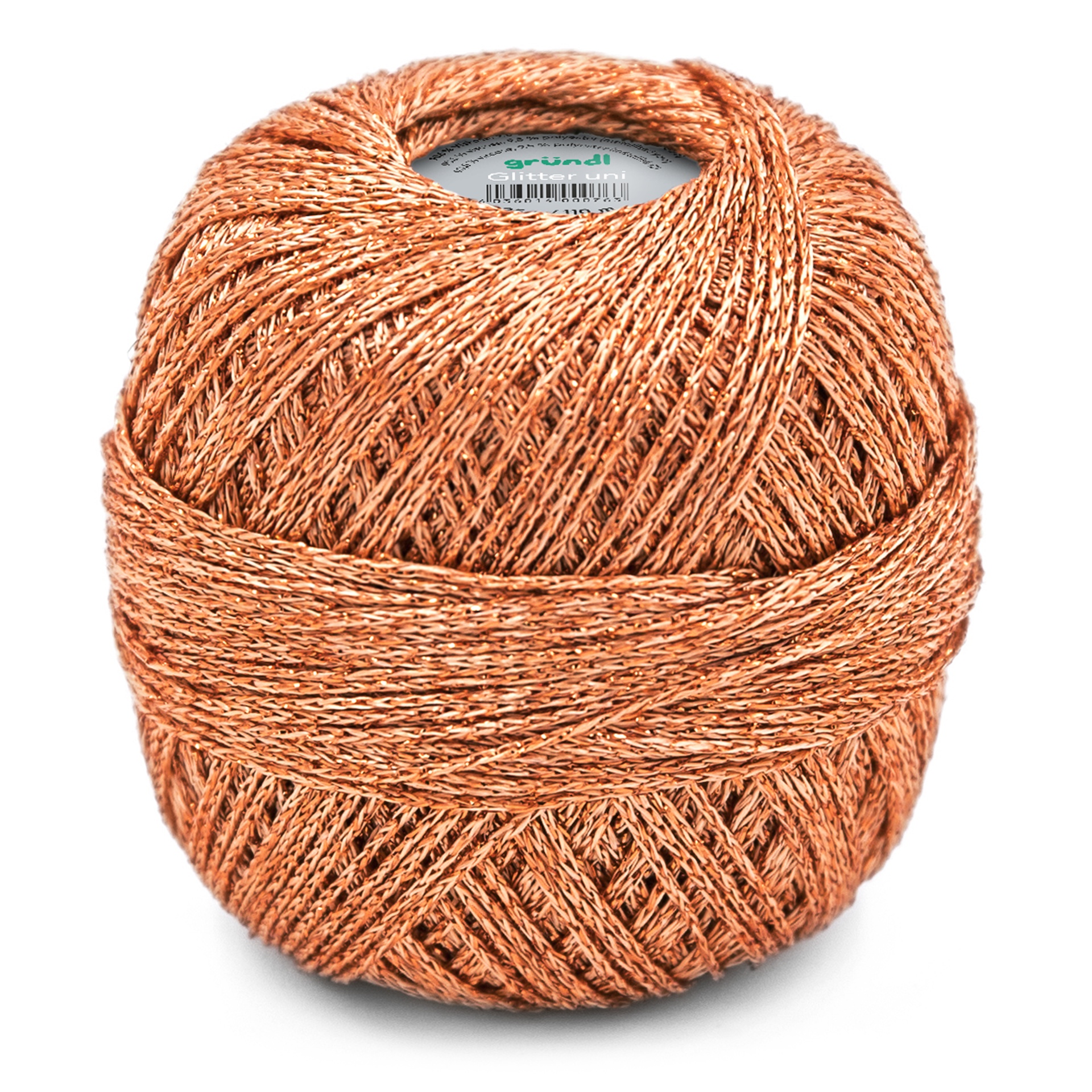 Cone de fio Glitter uni cobre com etiqueta da marca gründl