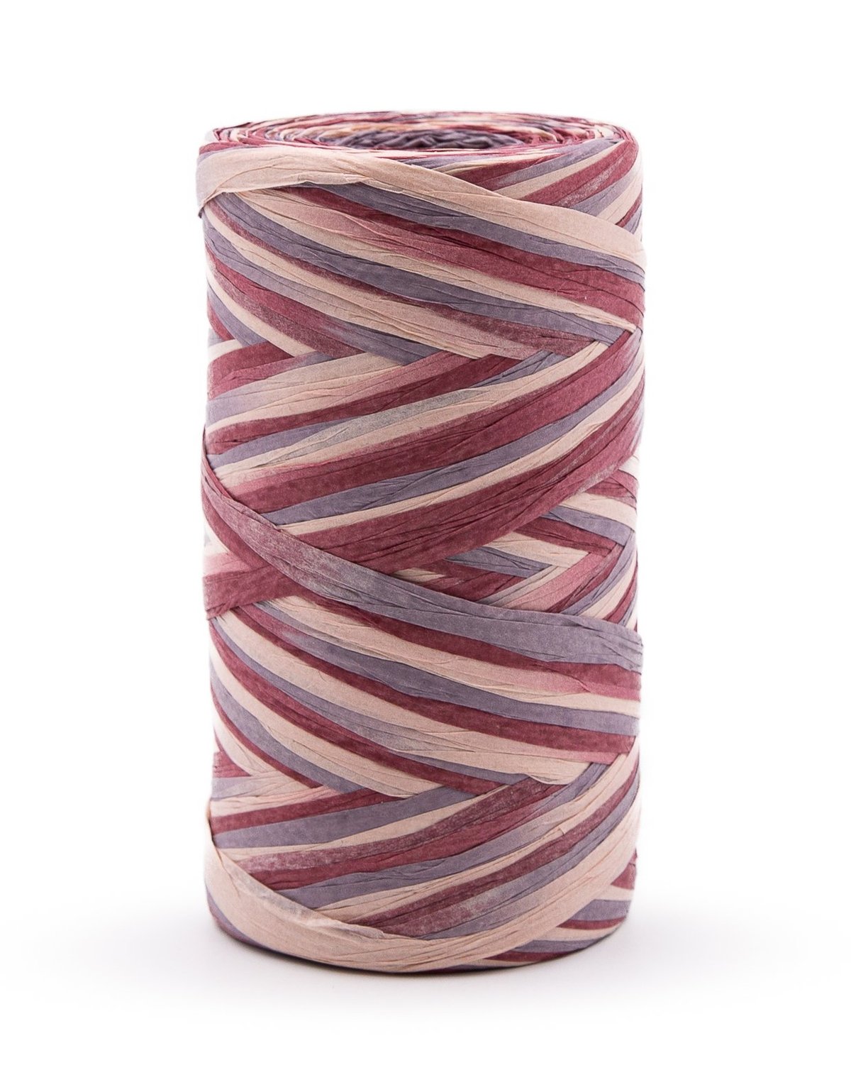 Bobina de fio ou fita tricolor em tons borgonha, cinza e bege