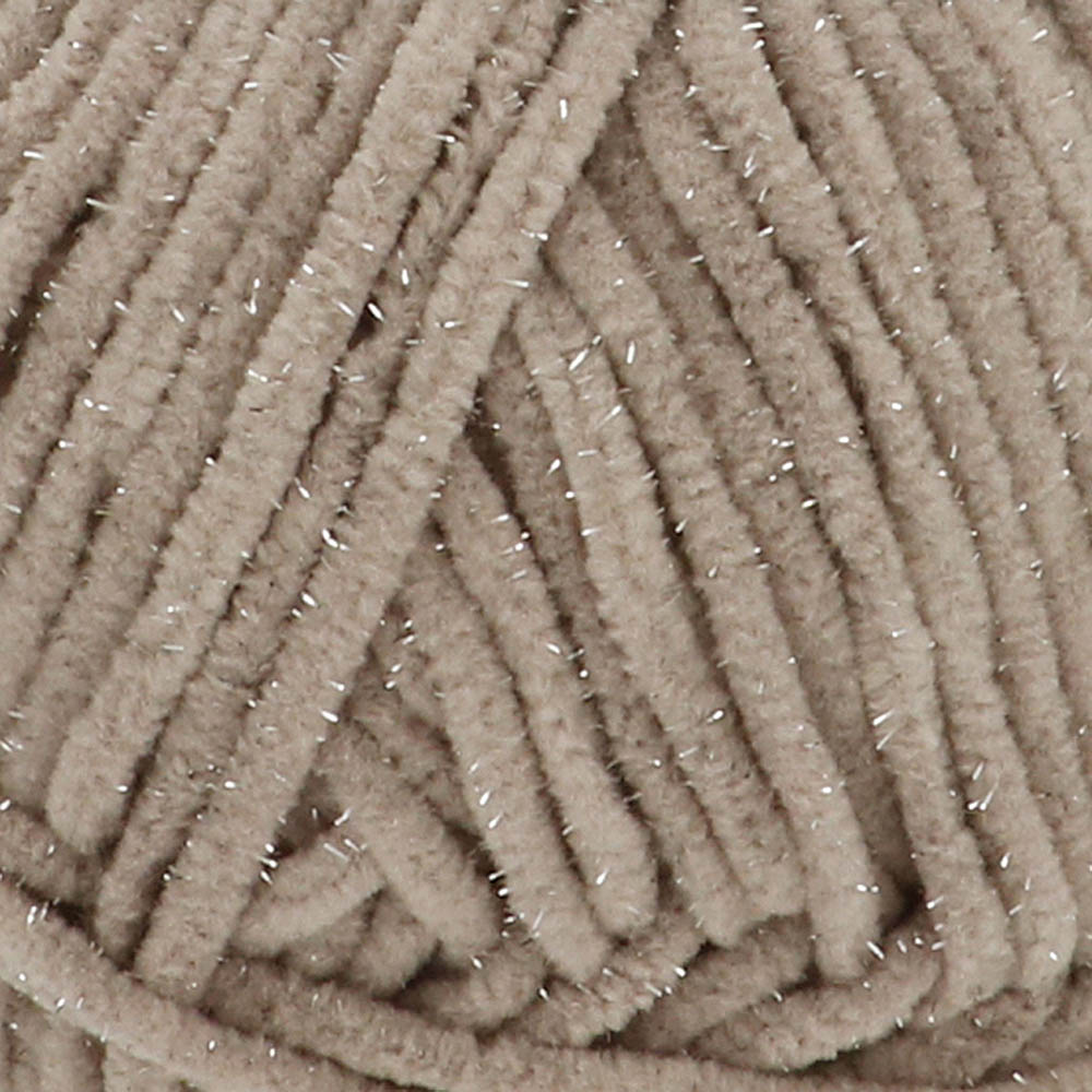 Fio grosso bege com fios brilhantes prateados entrelaçados