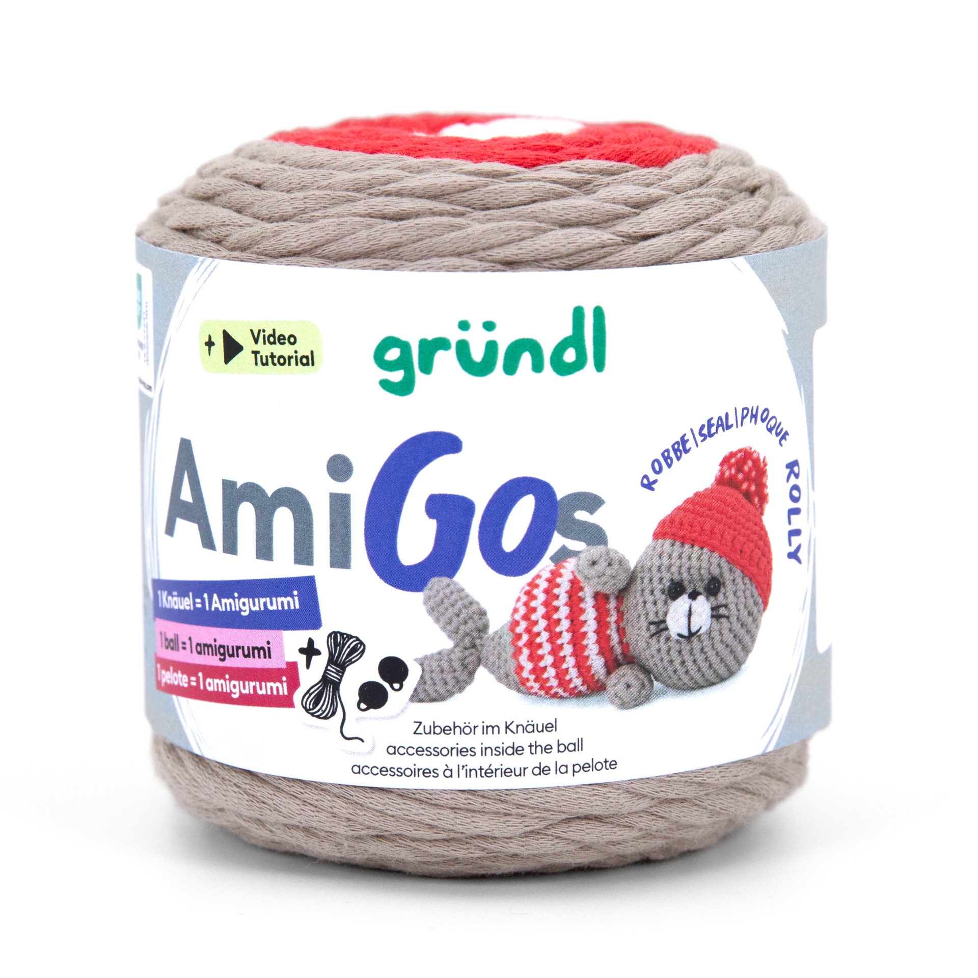 Rolo de fio de algodão para amigurumi com etiqueta colorida
